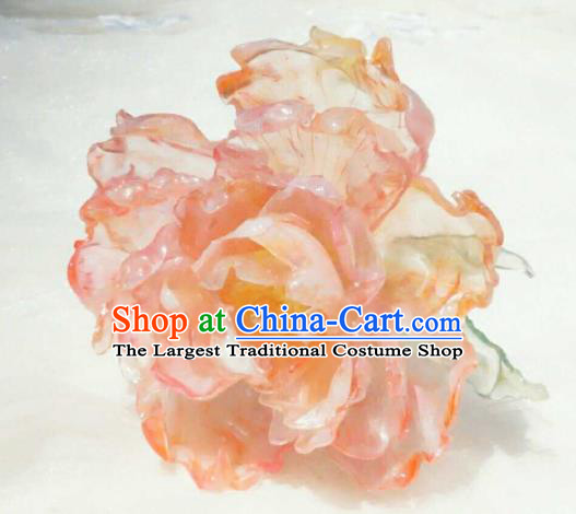 China Classical Hanfu Pink Peony Hairpin Traditional Tang Dynasty Palace Lady Hair Stick