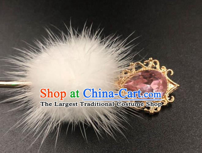 China Traditional Hanfu Venonat Hairpin Ancient Princess Pink Crystal Hair Stick Ming Dynasty Hair Accessories