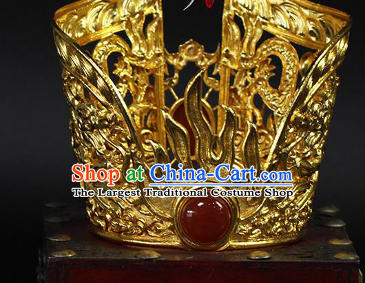 China Ancient Emperor Hair Accessories Traditional Hanfu Golden Hairdo Crown and Hairpins