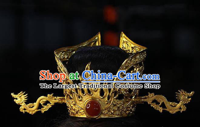 China Ancient Emperor Hair Accessories Traditional Hanfu Golden Hairdo Crown and Hairpins