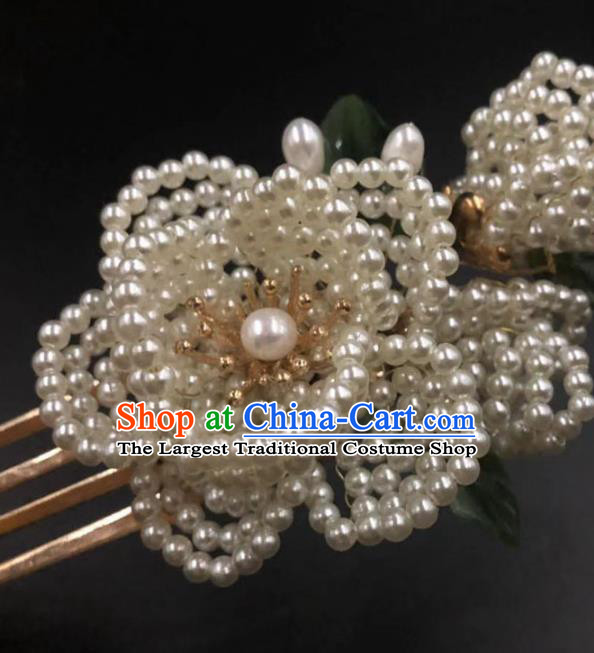 China Ancient Palace Lady Hairpin Traditional Qing Dynasty Court Beads Peony Hair Comb