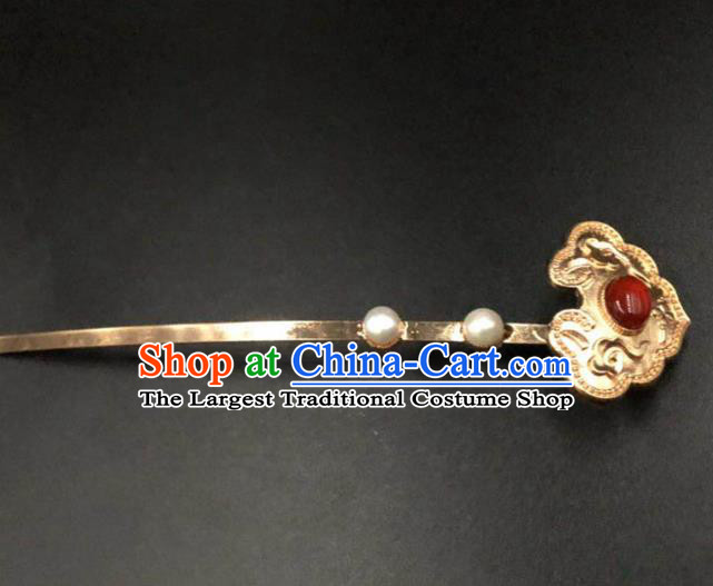 China Ming Dynasty Empress Hair Stick Ancient Queen Golden Hairpin Traditional Hanfu Hair Accessories