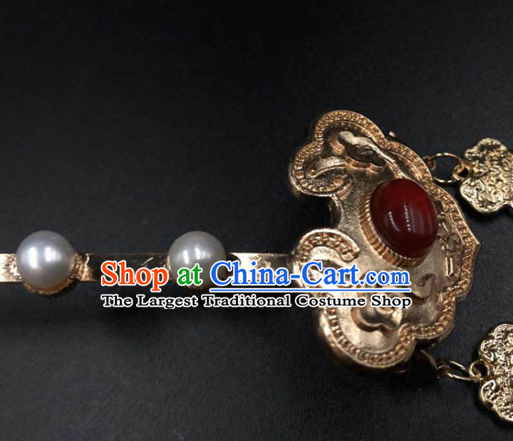 China Ming Dynasty Empress Hair Stick Ancient Queen Golden Hairpin Traditional Hanfu Hair Accessories