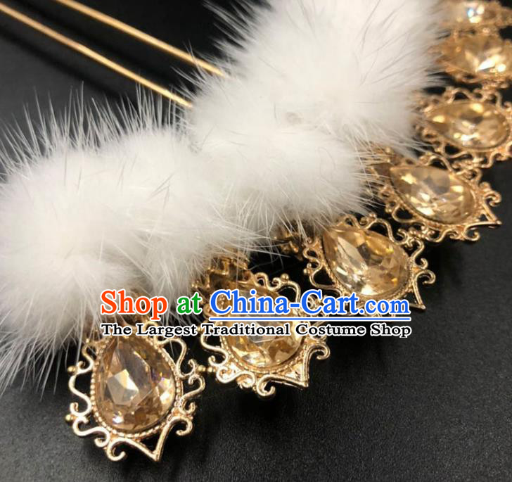China Ming Dynasty Princess Yellow Zircon Hair Stick Traditional Hair Accessories Ancient Hanfu Hairpin