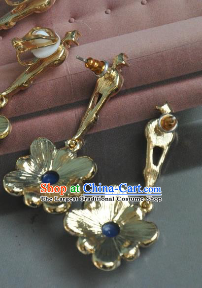 Chinese Classical Cheongsam Chrysoprase Ear Accessories Traditional Court Lapis Earrings