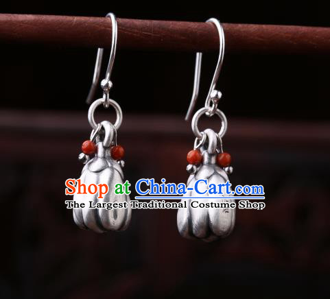 Chinese Classical Silver Finger Citron Ear Accessories Traditional Cheongsam Earrings