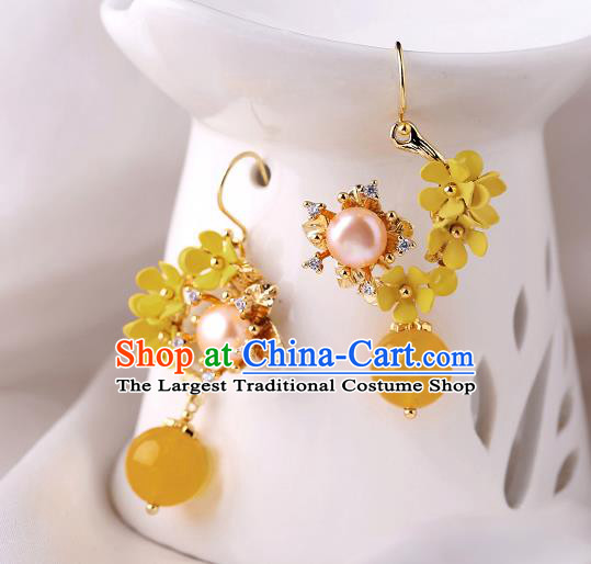 Chinese Classical Pearls Ear Accessories Traditional Cheongsam Osmanthus Earrings