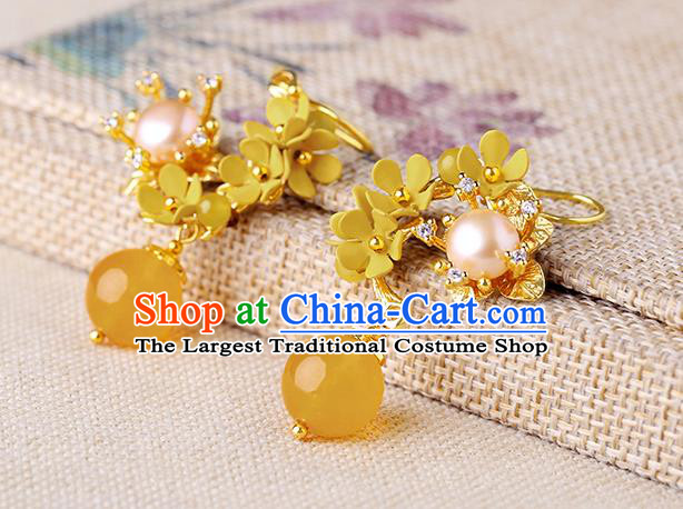 Chinese Classical Pearls Ear Accessories Traditional Cheongsam Osmanthus Earrings