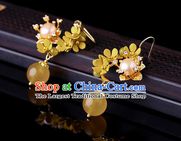 Chinese Classical Pearls Ear Accessories Traditional Cheongsam Osmanthus Earrings