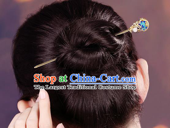 China Classical Golden Hair Stick Traditional Cheongsam Hair Accessories Handmade Cloisonne Hairpin