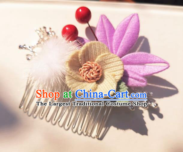 China Traditional Ancient Palace Lady Hairpin Ming Dynasty Flower Hair Comb