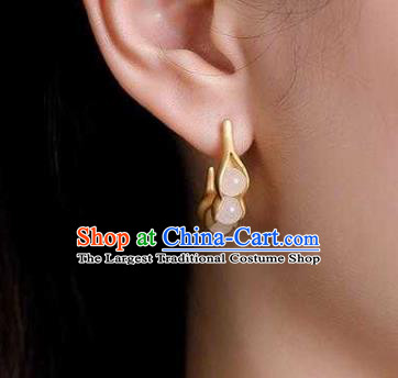 Handmade Chinese Beads Ear Accessories Traditional Cheongsam Golden Peasecod Earrings