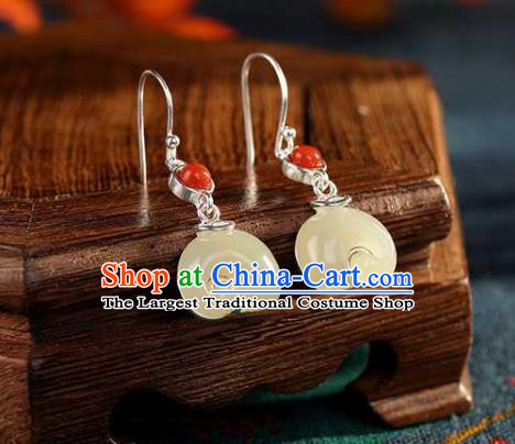 Chinese Traditional Cheongsam Earrings Handmade National Jade Elephant Ear Accessories