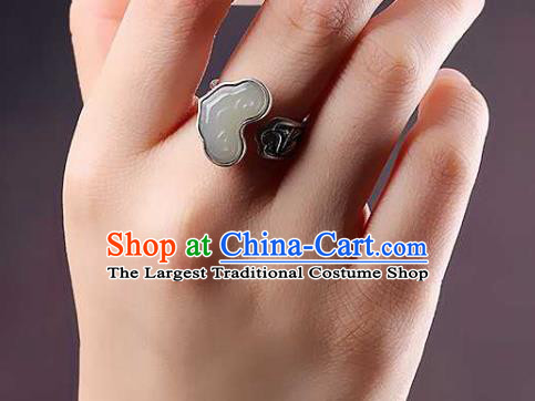 China Classical Cheongsam Jade Ring Accessories Traditional Silver Circlet Jewelry