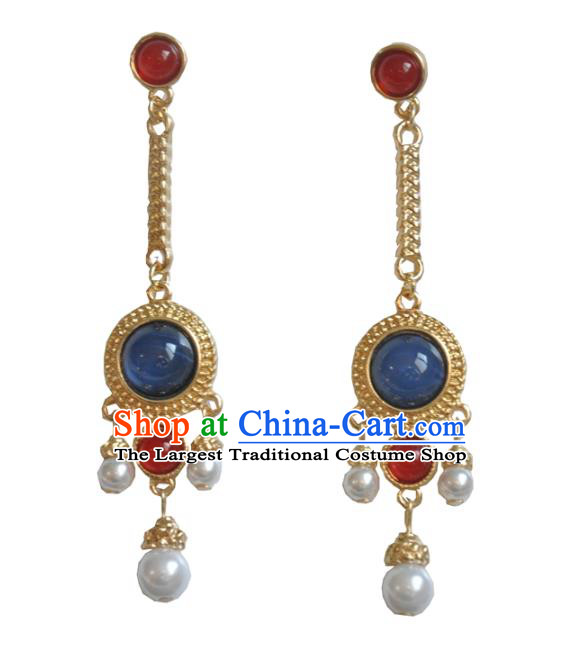 Chinese Classical Cheongsam Golden Ear Accessories Traditional Long Earrings