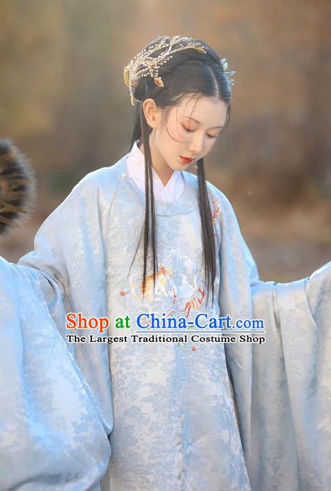 China Traditional Ming Dynasty Court Lady Historical Clothing Ancient Palace Princess Embroidered Hanfu Dress