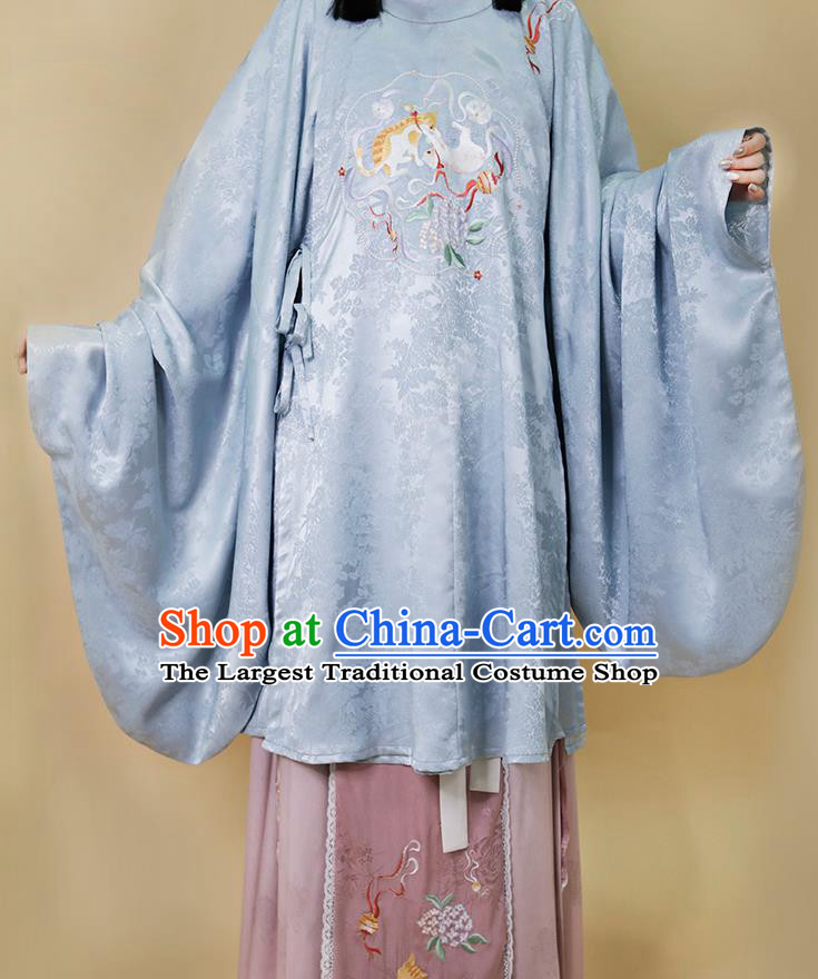 China Traditional Ming Dynasty Court Lady Historical Clothing Ancient Palace Princess Embroidered Hanfu Dress