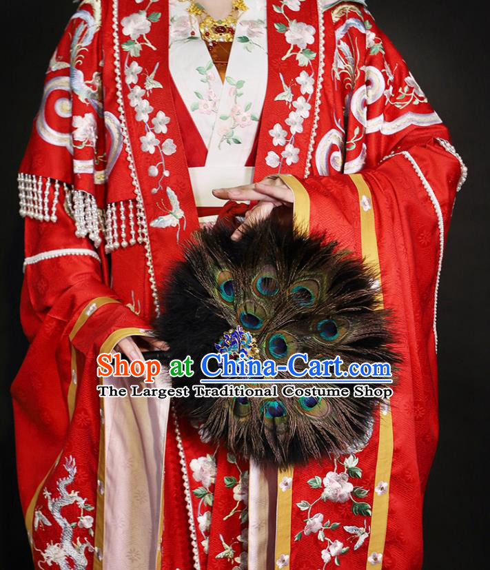 China Traditional Song Dynasty Wedding Historical Clothing Ancient Court Empress Embroidered Red Hanfu Dress