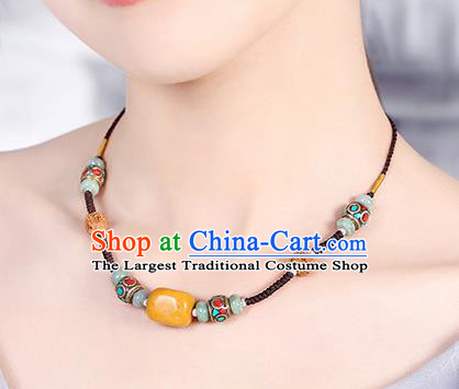 China Classical Buddhism Beads Necklace Traditional Cheongsam Necklet Accessories