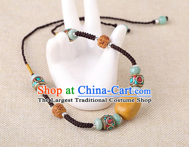 China Classical Buddhism Beads Necklace Traditional Cheongsam Necklet Accessories