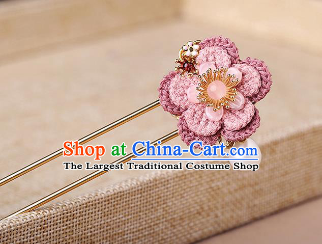 China Classical Pink Plum Hair Comb Traditional Cheongsam Hair Accessories Handmade Shell Hairpin