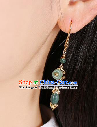 Chinese Traditional National Cheongsam Earrings Classical Jade Ear Accessories