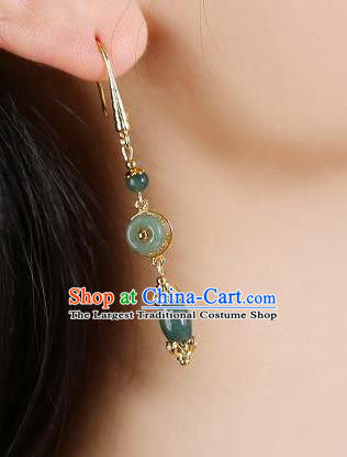 Chinese Traditional National Cheongsam Earrings Classical Jade Ear Accessories