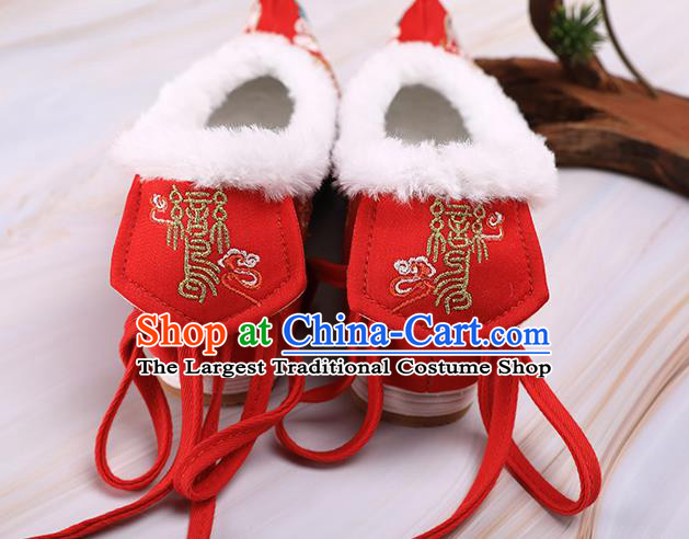 Chinese Traditional Hanfu Shoes Ancient Princess Shoes Handmade Embroidered Phoenix Red Shoes
