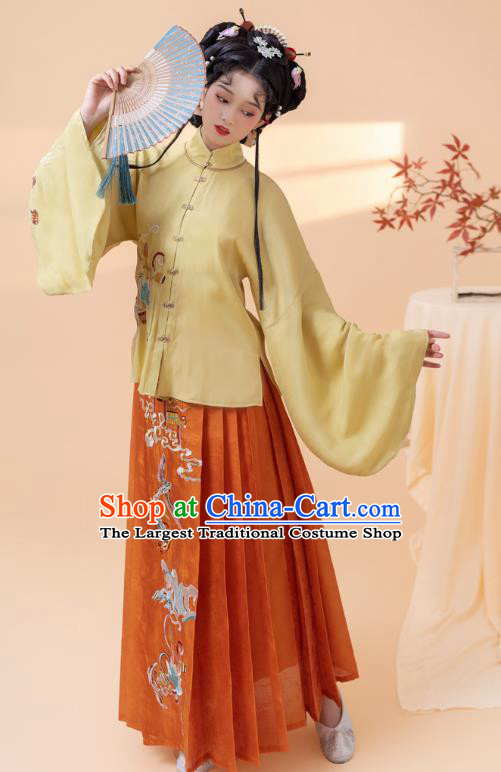 Ancient China Ming Dynasty Historical Costumes Traditional Embroidered Hanfu Dress Noble Female Clothing