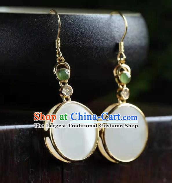 China Traditional Cheongsam Ear Accessories National Jade Earrings