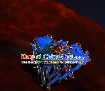 China Traditional Qing Dynasty Court Blueing Brooch Ancient Empress Ruby Jewelry Accessories
