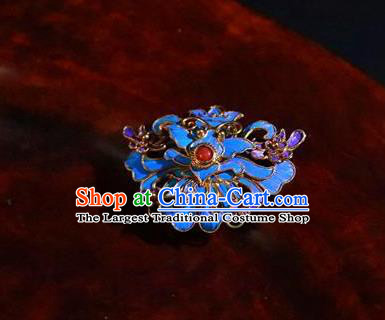 China Ancient Empress Jewelry Accessories Traditional Qing Dynasty Court Blueing Brooch