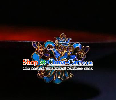 China Ancient Empress Jewelry Accessories Traditional Qing Dynasty Court Blueing Brooch