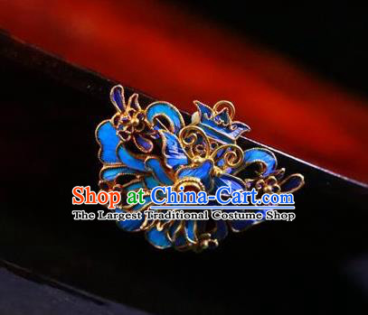 China Ancient Empress Jewelry Accessories Traditional Qing Dynasty Court Blueing Brooch