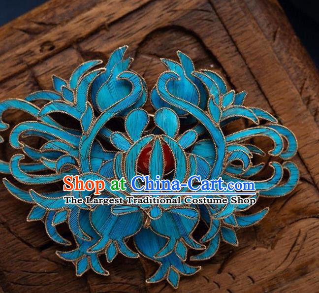 China Ancient Empress Ruby Jewelry Accessories Traditional Qing Dynasty Court Cloisonne Brooch