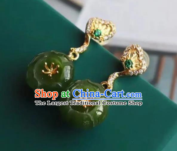 China Traditional Cheongsam Crystal Ear Accessories National Qing Dynasty Court Jade Plum Earrings