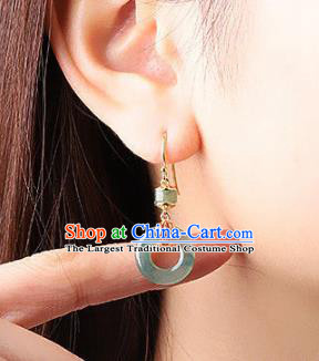 China Traditional Jade Peace Buckle Ear Jewelry Accessories National Cheongsam Red Lantern Earrings