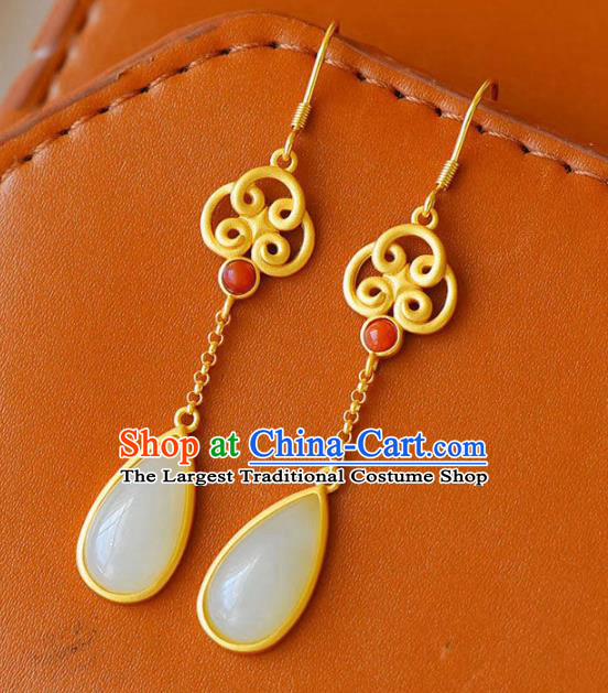 China Traditional Ear Jewelry Accessories National Cheongsam Jade Earrings