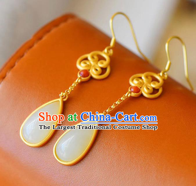 China Traditional Ear Jewelry Accessories National Cheongsam Jade Earrings