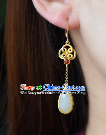 China Traditional Ear Jewelry Accessories National Cheongsam Jade Earrings