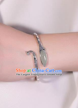 China Handmade Jade Bracelet Accessories Traditional Silver Phoenix Bangle Jewelry