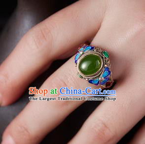 Chinese National Wedding Silver Ring Handmade Jewelry Accessories Classical Qing Dynasty Blueing Circlet
