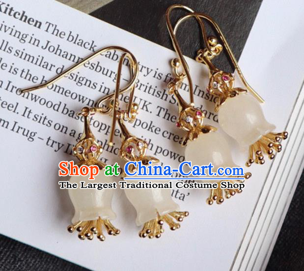 China Traditional Jade Convallaria Ear Jewelry Accessories Classical Cheongsam Earrings