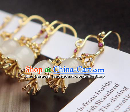 China Traditional Jade Convallaria Ear Jewelry Accessories Classical Cheongsam Earrings