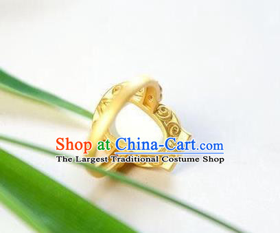 Chinese Classical National Golden Circlet Handmade Jewelry Accessories Jade Gourd Ring
