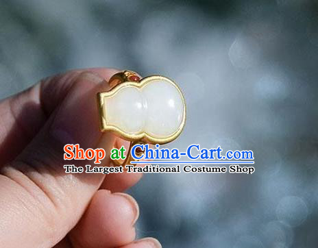 Chinese Classical National Golden Circlet Handmade Jewelry Accessories Jade Gourd Ring