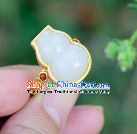 Chinese Classical National Golden Circlet Handmade Jewelry Accessories Jade Gourd Ring