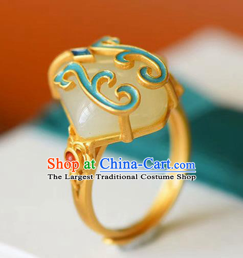 Chinese Classical National Jade Circlet Handmade Jewelry Accessories Qing Dynasty Court Ring