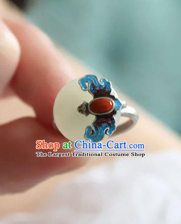 Chinese Classical Blueing Bat Circlet Handmade Jewelry Accessories National Jade Ring