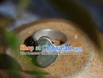 Chinese National Jade Cloud Ring Handmade Jewelry Accessories Classical Silver Circlet